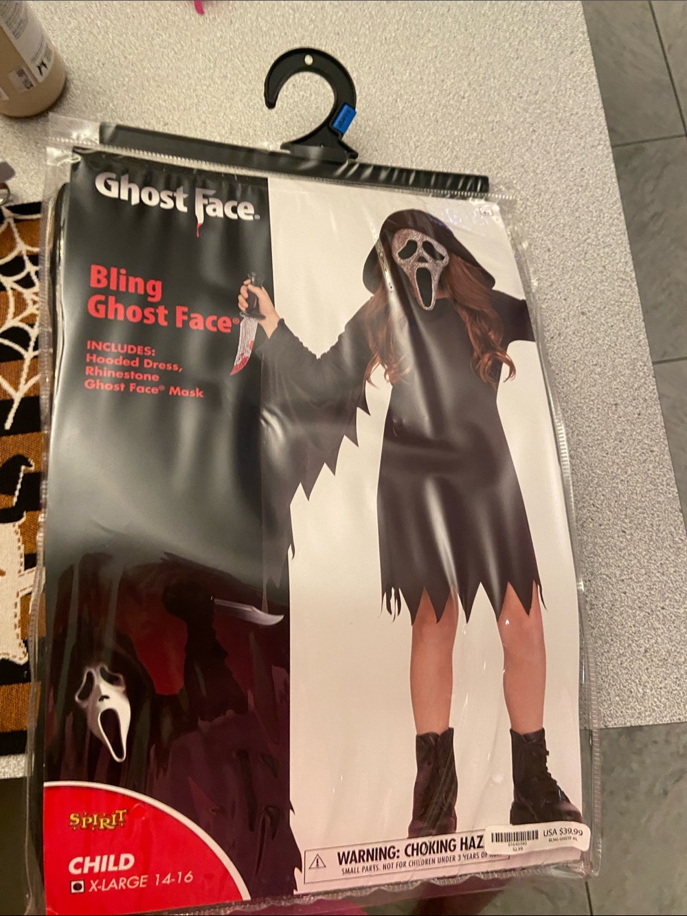 Spirit Bling Ghost Face Kids Costume - Black
